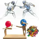 Handmade Wooden Fencing Puppets (Included 100 Balloons) - Image 2