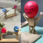 Handmade Wooden Fencing Puppets (Included 100 Balloons) - Image 3