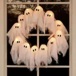 LED Ghost Wreath - Light-Up Halloween Door Decor