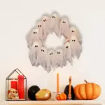 LED Ghost Wreath - Light-Up Halloween Door Decor - Image 4