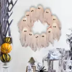 LED Ghost Wreath - Light-Up Halloween Door Decor - Image 6
