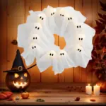LED Ghost Wreath - Light-Up Halloween Door Decor - Image 3
