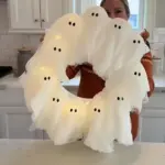 LED Ghost Wreath - Light-Up Halloween Door Decor - Image 5