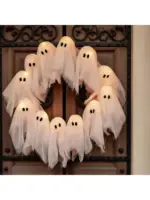 LED Ghost Wreath - Light-Up Halloween Door Decor - Image 2